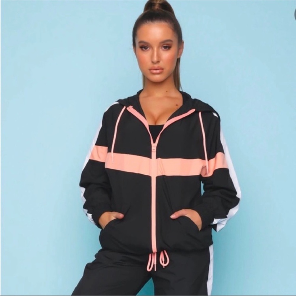 Sarah’s Day x White Fox Black and Pink Zip-Up Windbreaker Jacket - Size L